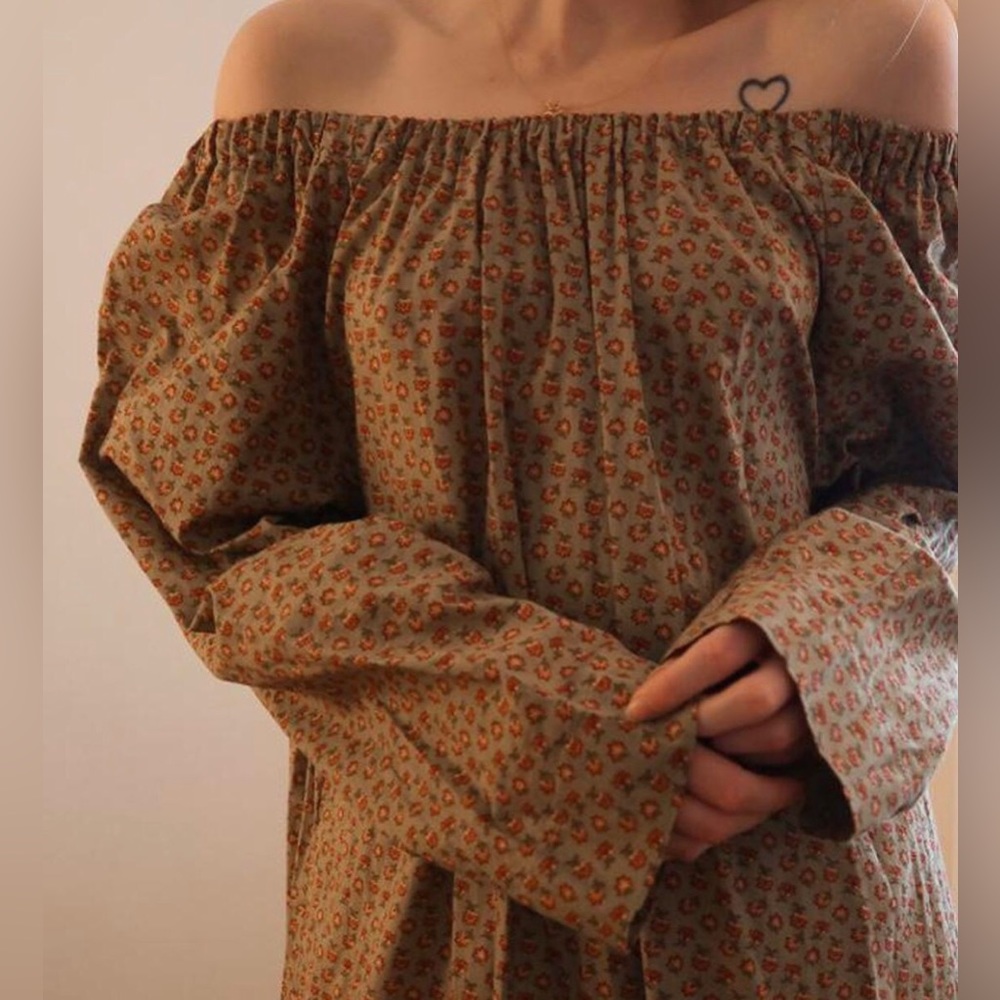 vintage handmade olive and maroon dress